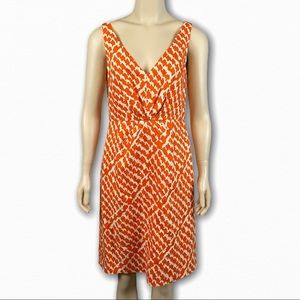 100% Linen Orange & White Sleeveless Dress